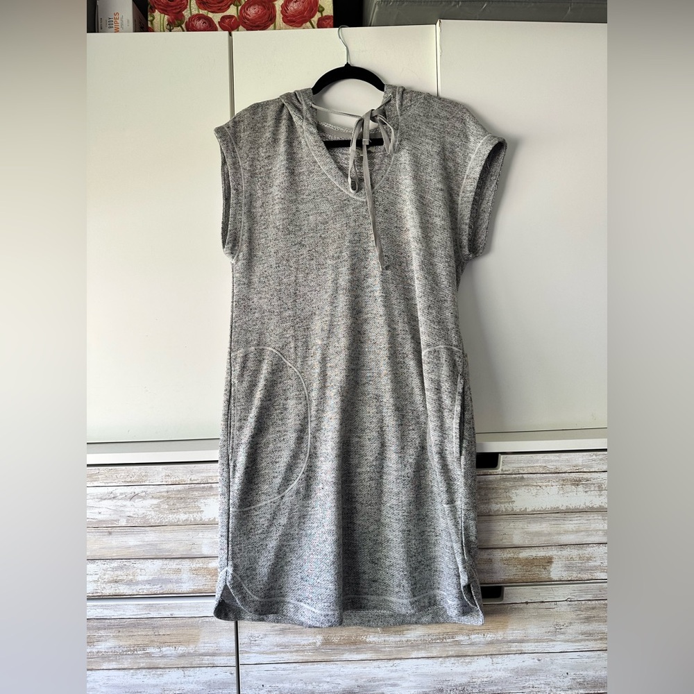 🤍 Max Studio Gray Hoodie Dress Sleeveless Pockets Medium